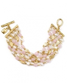 Twisted strands of pearl, pink jade and resin add sweet bohemian drama to everyday ensembles. Tap this Lauren by Ralph Lauren bracelet for a layered and luminous look.