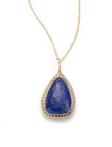 THE LOOKAbstract teardrop lapis pendant14k gold-filled wire and chainLobster claspTHE MEASUREMENTPendant drop, about 1½Length, about 18ORIGINMade in USA