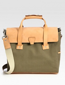 Inspired by the American hardware store aesthetic, this brief is constructed from the untanned leather reminiscent of tool belts and heavyweight, industrial canvas.Flap, zip closureDouble top handlesRemovable shoulder strapExterior patch pocketInterior zip pocketLeather/canvas13W x 15H x 4DImported Inspired by the American hardware store aesthetic, this brief is constructed from the untanned leather reminiscent of tool belts and heavyweight, industrial canvas.Flap, zip closureDouble top handlesRemovable shoulder strapExterior patch pocketInterior zip pocketLeather/canvas13W x 15H x 4DImported