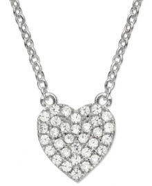 A darling necklace they'll hold close to their heart. CRISLU's children's necklace is embellished with shimmering cubic zirconias (1/8 ct. t.w.) and set in platinum over sterling silver. Approximate length: 13 inches + 1-1/2 inches. Approximate drop: 1/2 inch. A darling necklace they'll hold close to their heart. CRISLU's children's necklace is embellished with shimmering cubic zirconias (1/8 ct. t.w.) and set in platinum over sterling silver. Approximate length: 13 inches + 1-1/2 inches. Approximate drop: 1/2 inch.