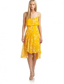 THE LOOKInk blotch pattern on chiffonScoopneckLarge ruffle necklineSpaghetti shoulder strapsButton frontDual draped side pocketsHi-lo hemTHE FITAbout 46 from shoulder to longest point of hemTHE MATERIALPolyesterFully linedCARE & ORIGINHand wash or dry cleanImportedModel shown is 5'11 (180cm) wearing US size Small. THE LOOKInk blotch pattern on chiffonScoopneckLarge ruffle necklineSpaghetti shoulder strapsButton frontDual draped side pocketsHi-lo hemTHE FITAbout 46 from shoulder to longest point of hemTHE MATERIALPolyesterFully linedCARE & ORIGINHand wash or dry cleanImportedModel shown is 5'11 (180cm) wearing US size Small.