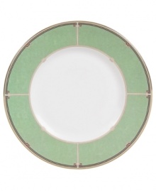 A tender aqua border in pure bone china provides soft contrast to the lively floral design of the Oberon dinnerware and dishes pattern from Wedgwood. A tender aqua border in pure bone china provides soft contrast to the lively floral design of the Oberon dinnerware and dishes pattern from Wedgwood.
