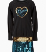 She'll be in the spotlight with this sparkly sequin shirt from Guess.