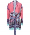 Detailed in super soft stretch silk, Etros candy-colored paisley print cardigan is a chic choice for finishing warm weather separates - Wrapped front, long sleeves, belted self-tie sash - Long, lean silhouette - Wear over a tissue tee with bright skinnies and flats