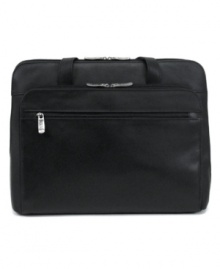 Savvy and stylish, this laptop bag from Kenneth Cole Reaction gets the job done. Crafted in rich, top-grain Nappa leather, it's exceedingly soft, yet sturdy enough to survive the daily grind. The roomy, triple-compartment interior is fully lined and has more than enough space for even the most bogged down businesswoman. Limited lifetime warranty. Savvy and stylish, this laptop bag from Kenneth Cole Reaction gets the job done. Crafted in rich, top-grain Nappa leather, it's exceedingly soft, yet sturdy enough to survive the daily grind. The roomy, triple-compartment interior is fully lined and has more than enough space for even the most bogged down businesswoman. Limited lifetime warranty.
