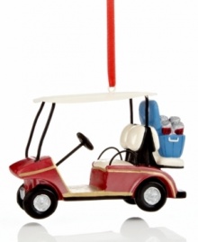 Ready to roll. Keep your game going through the off season with Midwest's golf cart ornament. A cooler of beer on the back seat keeps things extra merry. Ready to roll. Keep your game going through the off season with Midwest's golf cart ornament. A cooler of beer on the back seat keeps things extra merry.