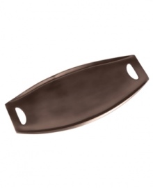 At once graceful and modern, this Classic Fjord tray by Dansk reflects great taste at any meal. Its curved rectangular shape, forged in bronze-colored aluminum, makes a chic presentation of snacks, appetizers and desserts. With integrated handles.