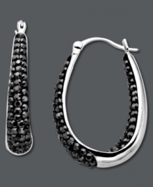 Brilliant shine from the inside out! Kaleidoscope stunning hoop earrings feature round-cut black crystals along the inside and outside. Crafted in sterling silver with Swarovski elements. Approximate diameter: 2-1/5 inches. Brilliant shine from the inside out! Kaleidoscope stunning hoop earrings feature round-cut black crystals along the inside and outside. Crafted in sterling silver with Swarovski elements. Approximate diameter: 2-1/5 inches.