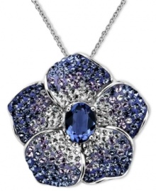 Fresh as a daisy. Kaleidoscope's exquisite flower pendant shines with the addition of purple, blue, and clear crystals with Swarovski elements. Setting and chain crafted in sterling silver. Approximate length: 18 inches. Approximate drop: 1-9/10 inches. Fresh as a daisy. Kaleidoscope's exquisite flower pendant shines with the addition of purple, blue, and clear crystals with Swarovski elements. Setting and chain crafted in sterling silver. Approximate length: 18 inches. Approximate drop: 1-9/10 inches.