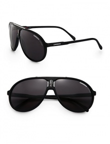 Heritage-inspired style with signature logo detail at the temples, crafted in lightweight acetate. Available in matte black frames with gray polarized lenses.Acetate100% UV ProtectionImported Heritage-inspired style with signature logo detail at the temples, crafted in lightweight acetate. Available in matte black frames with gray polarized lenses.Acetate100% UV ProtectionImported
