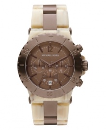 Alluring horn acetate creates a natural look on this chronograph watch from Michael Kors.