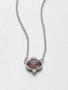 A beautifully faceted raspberry crystal stone set in intricately designed, sterling silver accented with a dazzling white sapphire on a link chain. Raspberry crystalSterling silverWhite sapphireLength , about 17Pendant size, .6Lobster clasp closureImported A beautifully faceted raspberry crystal stone set in intricately designed, sterling silver accented with a dazzling white sapphire on a link chain. Raspberry crystalSterling silverWhite sapphireLength , about 17Pendant size, .6Lobster clasp closureImported