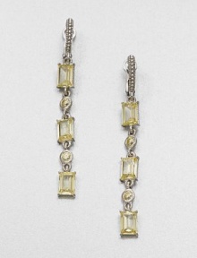 Beautiful, baguette canary crystal stones set in intricately designed, sterling silver in a long and elegant drop design. Canary crystalSterling silverLength, about 2.2Post backImported Beautiful, baguette canary crystal stones set in intricately designed, sterling silver in a long and elegant drop design. Canary crystalSterling silverLength, about 2.2Post backImported