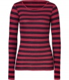 An essential basic in super soft cotton-cashmere, Majestics striped tee is a must for your layered looks - Rounded neckline, long sleeves - Classic slim fit - Pair with favorite skinnies and chunky biker boots