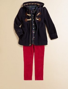 This preppy coat exudes timeless heritage style in a hooded silhouette and is finished with classic toggle closures.Attached hoodLong sleeves with adjustable button-tab closuresZip-front with toggle closureGathered empire waistOn-seam hand pocketsPolyesterDry cleanImported Please note: Number of buttons may vary depending on size ordered. This preppy coat exudes timeless heritage style in a hooded silhouette and is finished with classic toggle closures.Attached hoodLong sleeves with adjustable button-tab closuresZip-front with toggle closureGathered empire waistOn-seam hand pocketsPolyesterDry cleanImported Please note: Number of buttons may vary depending on size ordered.