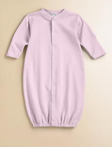 Pamper your little one with this soft, comfy and clever baby sack that converts to a coverall for easy dressing.Front button closure Snap bottom Legs have elastic cuffs Pima cotton Machine wash Imported Please note: Number of snaps may vary depending on size ordered. Pamper your little one with this soft, comfy and clever baby sack that converts to a coverall for easy dressing.Front button closure Snap bottom Legs have elastic cuffs Pima cotton Machine wash Imported Please note: Number of snaps may vary depending on size ordered.