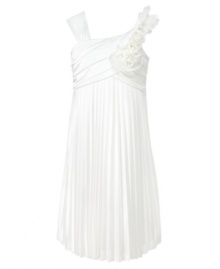 She'll look like an angel outfitted in this beautifully pleated creation from Sequin Hearts.