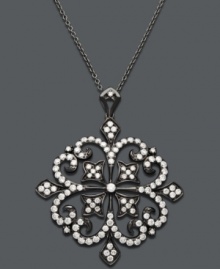 Like romance at dusk, Deco by Effy Collection's enigmatic design features an intricate floral pattern decorated by round-cut diamonds (1-1/3 ct. t.w.). Crafted in 14k white gold and black rhodium. Approximate length: 18 inches. Approximate drop: 1-1/4 inches. Like romance at dusk, Deco by Effy Collection's enigmatic design features an intricate floral pattern decorated by round-cut diamonds (1-1/3 ct. t.w.). Crafted in 14k white gold and black rhodium. Approximate length: 18 inches. Approximate drop: 1-1/4 inches.