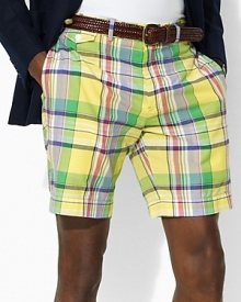 An essential classic-fitting short is crafted from vibrant cotton madras for a preppy vintage polish.