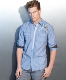 Rock a cool contrast look. This shirt from INC International Concepts mixes it up the right way.