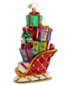 A vintage sleigh stacked high with presents make the Gifts on the Go ornament a festive sight from season to season. Featuring the mouth-blown, hand-painted glass of Christopher Radko.