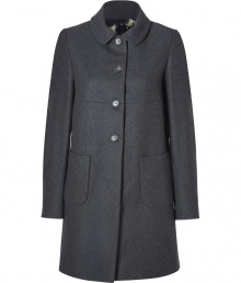 A timeless classic with a sweet claudine collar, Paul & Joe Sisters wool-cashmere coat is a smart choice for multi-season sophistication - Round collar, long sleeves, button-down front, patch pockets, flared back with pleat, baby leopard print lining - Fitted at the top, flared silhouette - Wear with skinnies and favorite flats, or over tailored sheath dresses with opaque tights and heels A timeless classic with a sweet claudine collar, Paul & Joe Sisters wool-cashmere coat is a smart choice for multi-season sophistication - Round collar, long sleeves, button-down front, patch pockets, flared back with pleat, baby leopard print lining - Fitted at the top, flared silhouette - Wear with skinnies and favorite flats, or over tailored sheath dresses with opaque tights and heels