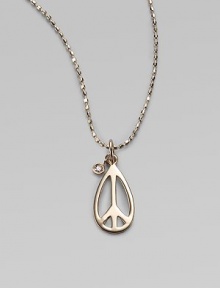 A message of peace, sleekly sculpted in 14k gold with a diamond accent, suspended on a gold oval ball chain. Diamond, 0.01 tcw 14k yellow gold Chain length, about 16 Pendant length, about ½ Lobster clasp Imported A message of peace, sleekly sculpted in 14k gold with a diamond accent, suspended on a gold oval ball chain. Diamond, 0.01 tcw 14k yellow gold Chain length, about 16 Pendant length, about ½ Lobster clasp Imported