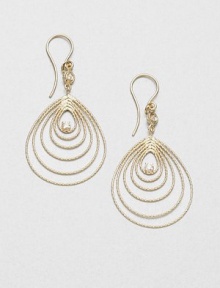 From the Mauresque Collection. A graduated, centripetal 18k gold teardrop design accented with brilliant diamonds. 18k goldDiamonds, .23 tcwDrop, about .5Hook backMade in Italy From the Mauresque Collection. A graduated, centripetal 18k gold teardrop design accented with brilliant diamonds. 18k goldDiamonds, .23 tcwDrop, about .5Hook backMade in Italy