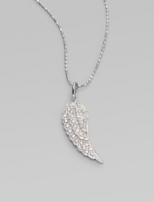 One graceful angel's wing, encrusted in shimmering diamonds, takes flight on a delicate chain of 14k white gold. Diamonds, 0.16 tcw 14k white gold Chain length, about 16 Pendant length, about 1 Lobster clasp Imported One graceful angel's wing, encrusted in shimmering diamonds, takes flight on a delicate chain of 14k white gold. Diamonds, 0.16 tcw 14k white gold Chain length, about 16 Pendant length, about 1 Lobster clasp Imported