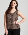 Jones New York Collection Plus Size Giraffe Print Knit Shell