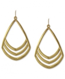 Cutting style, by Vince Camuto. These teardrop earrings feature cut-out detail for eye-catching appeal. Crafted in gold tone mixed metal. Approximate drop: 2-3/4 inches.