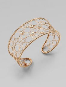 A delicate filigree-inspired surface, decorated in dazzling diamonds set in warm 18k rose gold. 18k rose goldDiamonds, .1 tcwDiameter, about 2.5Slip-on designMade in Italy A delicate filigree-inspired surface, decorated in dazzling diamonds set in warm 18k rose gold. 18k rose goldDiamonds, .1 tcwDiameter, about 2.5Slip-on designMade in Italy