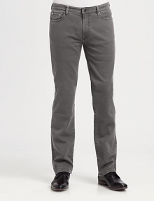 Soft denim in a sleek straight-leg style with classic five-pocket detailing.Button-front waistBelt loopsFive-pocket styleInseam, about 3297% cotton/3% elastaneDry cleanImported Soft denim in a sleek straight-leg style with classic five-pocket detailing.Button-front waistBelt loopsFive-pocket styleInseam, about 3297% cotton/3% elastaneDry cleanImported