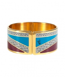 Luxurious Art Deco-style bangle made ..of gold-colored brass metal - Designed with blue and violet in a beautiful wide style - Great accessory for work outfits or more casual looks Luxurious Art Deco-style bangle made ..of gold-colored brass metal - Designed with blue and violet in a beautiful wide style - Great accessory for work outfits or more casual looks