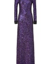 With statement-making sequins and a dramatic floor-sweeping length, this black tie gown from Jenny  Packham is an investment in high style - Bateau neck, long sleeves with jewel-embellished cuffs, figure-hugging silhouette, maxi-length, all-over sequin embellishment - Style with platform pumps and a classic clutch