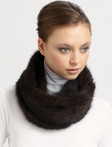 A luxurious knitted natural mink style in a chic looped design. About 7 X 54Natural minkSpecialist dry cleanImported Fur origin: China A luxurious knitted natural mink style in a chic looped design. About 7 X 54Natural minkSpecialist dry cleanImported Fur origin: China