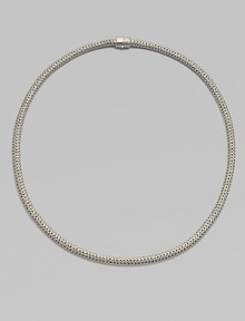 From the Classic Chain Collection. A petite style with a pavé diamond accented clasp. Sterling silverDiamonds, .19 tcwLength, about 18Push clasp closureImported From the Classic Chain Collection. A petite style with a pavé diamond accented clasp. Sterling silverDiamonds, .19 tcwLength, about 18Push clasp closureImported
