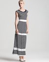 Update your latest resort collection with this nautical-chic Philosophy di Alberta Ferretti striped maxi dress. Flaunting a scalloped crochet trim at the hem, the effortless style embraces fall's ladylike theme.