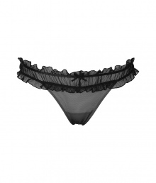 Turn up the heat in this naughty-but-nice thong from Chantal Thomass - Ruffle detailed waistband, front bow detail, slim yet comfortable fit - Perfect under any outfit or paired with a matching bra for styling lounging