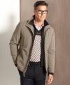 Layer on the warmth and relaxed style with this handsome microfiber, water-resistant jacket from Perry Ellis.