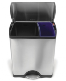 Environmentally sound. Exceptionally stylish. This stainless steel trash can from simplehuman utilizes a smart two bucket design, hiding two color-coded bins underneath its quiet-close lid to help you sort trash and recyclables with ease. 10-year warranty. Environmentally sound. Exceptionally stylish. This stainless steel trash can from simplehuman utilizes a smart two bucket design, hiding two color-coded bins underneath its quiet-close lid to help you sort trash and recyclables with ease. 10-year warranty.