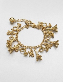 This radiant design with French flair features whimsical charms. 12K goldplatedLength, about 7.25Lobster clasp closureImported This radiant design with French flair features whimsical charms. 12K goldplatedLength, about 7.25Lobster clasp closureImported