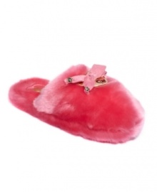 Bedtime beauty. Slip on the Torla scuff slippers from G by GUESS and you'll be in a cushy, faux fur wonderland!