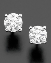 Add a sparkling punch to any look with two carats worth of shine! These glamorous stud earrings highlight certified, near colorless, round-cut diamonds (2 ct. t.w.). Crafted in polished 14k white gold. Approximate diameter: 6-1/2 mm. Add a sparkling punch to any look with two carats worth of shine! These glamorous stud earrings highlight certified, near colorless, round-cut diamonds (2 ct. t.w.). Crafted in polished 14k white gold. Approximate diameter: 6-1/2 mm.