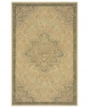 This soft, sophisticated piece lends earthy tones to any patio, veranda or indoor space. Featuring a beautiful center medallion on light tan ground, this durable area rug is hand-hooked of strong, polypropylene fibers.