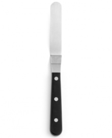 What a spread! Behind every advanced chef is a bevy of professional tools. This icing spatula features a flexible blade to easily ice cakes, cookies and more sweet treats. What a spread! Behind every advanced chef is a bevy of professional tools. This icing spatula features a flexible blade to easily ice cakes, cookies and more sweet treats.