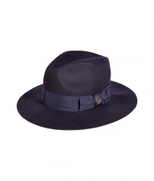 Top off your boho-inspired ensemble with this rich-hued dandyish wool fedora from Emilio Pucci - Wide brim, grosgrain band with gold-tone detail - Pair with a menswear inspired look or a bohemian maxi skirt and blouse