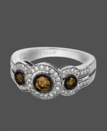 Le Vian's three stone ring is simply sumptuous. Three round-cut chocolate diamonds (3/8 ct. t.w.) sit in a shiny 14k white gold setting surrounded by sparkling round-cut white diamonds (1/4 ct. t.w.). Size 7.