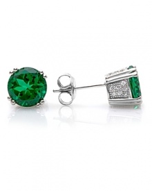 Cut in a graphic shape, Crislu's faceted emerald-colored cubic zirconia earrings showcase the bold beauty of these gems. Wear these studs to give every look a flash of color.