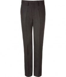 Elegant trousers in a charcoal linen-wool-viscose blend - Classic, elegant gentlemans look with a visible crease, waistband, belt loops and side pockets - Slim cut and straight, fits comfortably, not too tight - Typical business pants that can be worn with a shirt and jacket - Suitable either with cool colors like black and navy, or warm earth tones like brown or green Elegant trousers in a charcoal linen-wool-viscose blend - Classic, elegant gentlemans look with a visible crease, waistband, belt loops and side pockets - Slim cut and straight, fits comfortably, not too tight - Typical business pants that can be worn with a shirt and jacket - Suitable either with cool colors like black and navy, or warm earth tones like brown or green